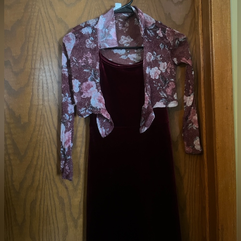 Floral Velvet Dress with Matching Bolero